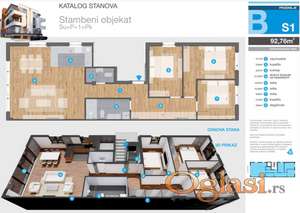 ČETVOROSOBAN STAN 93 m2 U IZGRADNJI NA TATARSKOM BRDU